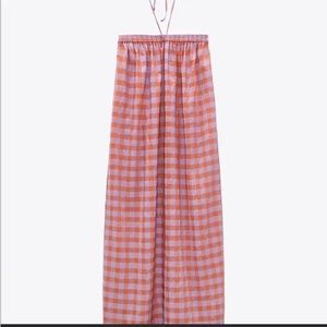 Zara Gingham Maxi Halter Dress